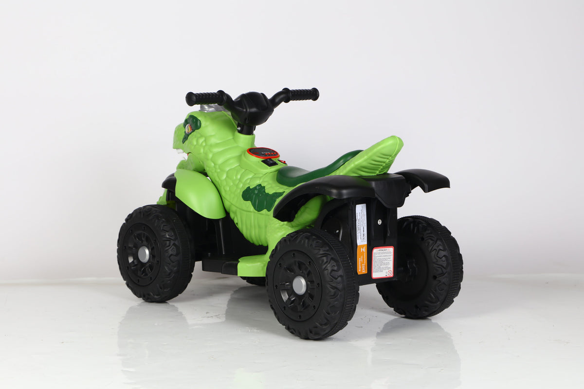 Triceratops Dino Quad: Green Dinosaur Electric Quad Bike