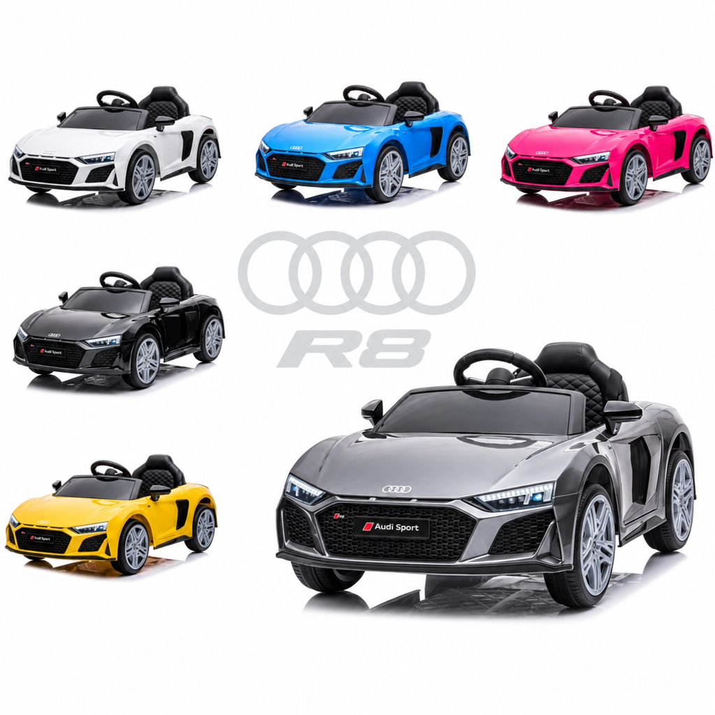 Audi R8 main image with pink car and background logo