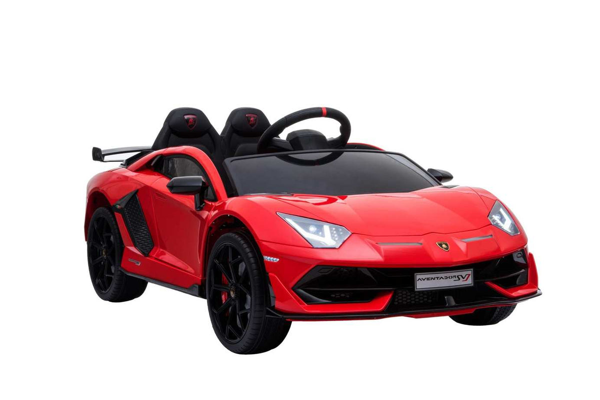 12v Ride On Electric Red Lamborghini Aventador SVJ Car with Parental Remote Control +Leather Seat & Rubber Wheels-1502