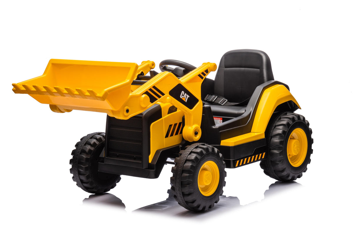 Caterpillar CAT Kids Electric Front Loader Tractor – 12V Ride On with Bucket, MP3 & Parental Remote