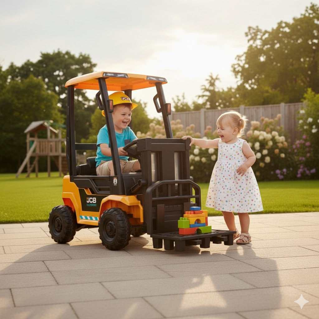 JCB Forklift 12V Electric Ride On Tractor Yellow