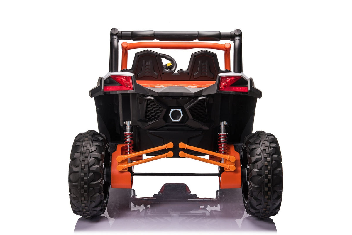 24V Electric Ride On Buggy 2 Seater with Leather Seat Rubber Wheels and MP4 TV