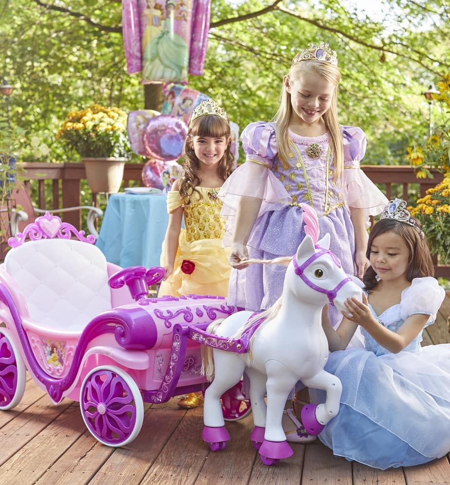 Kids Disney Princess 6v Electric Ride-on Horse & Carriage