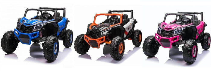 24V Electric Ride On Buggy 2 Seater with Leather Seat Rubber Wheels and MP4 TV