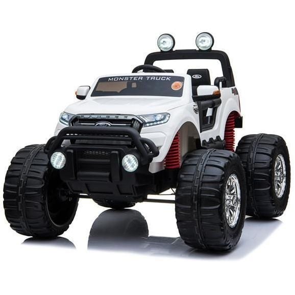 Ford Ranger Monster Truck Ride on 2 seater 24v in White with MP4 TV Leather Seat and Rubber Wheels-1540