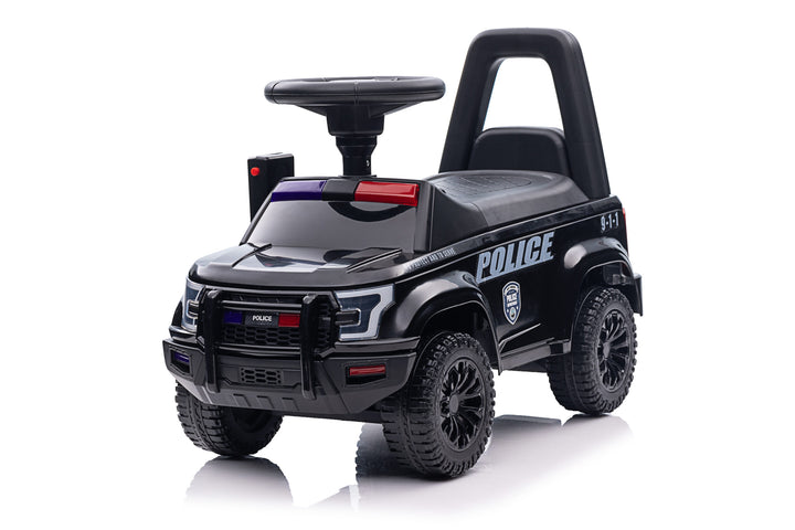 Black foot-to-floor police car for toddlers