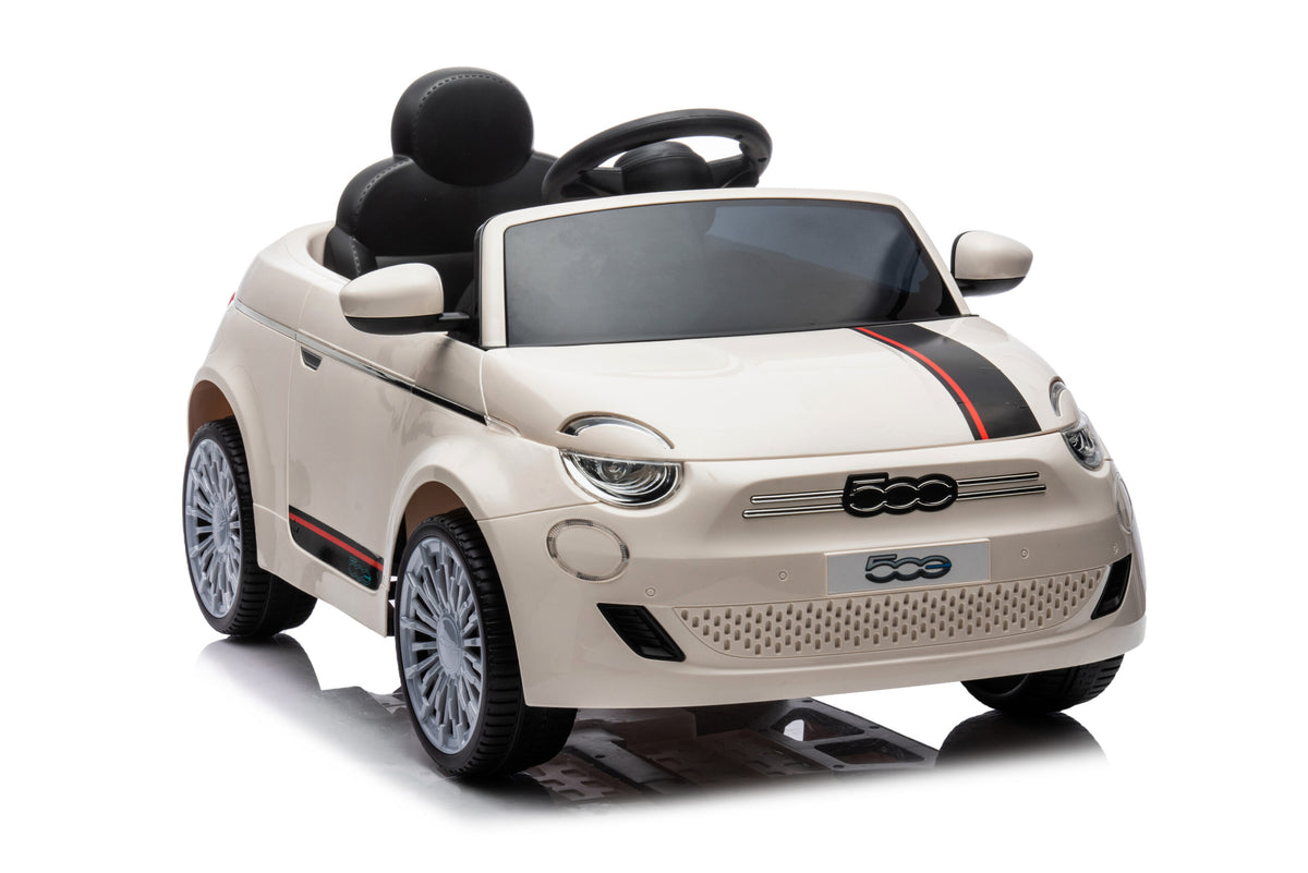 Fiat 500 12v Childrens Electric Ride On Car in White – Electric