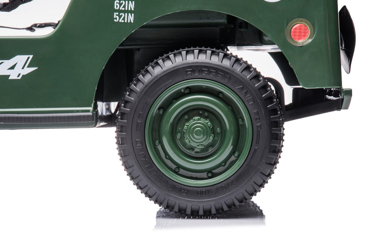 24V Willys Jeep ride-on car for kids, 4WD capable