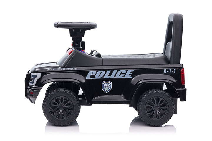 Foot-to-floor police cruiser for young children, black