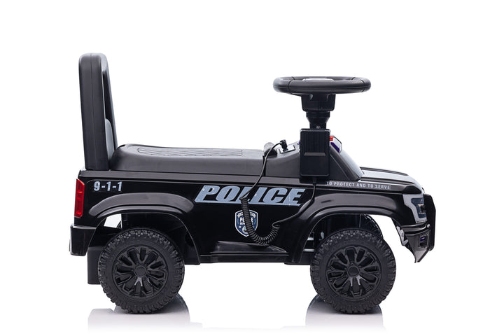 Durable foot-to-floor police car for boys and girls, black