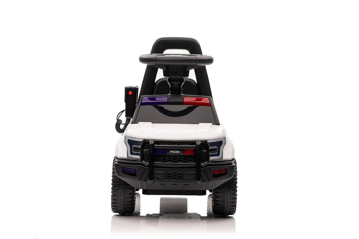 Foot-to-floor police cruiser for young children, white