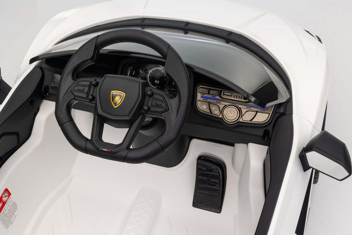 12v Lamborghini kids car with music player in white