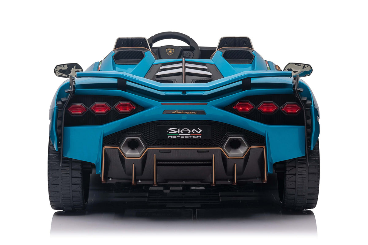Blue Lamborghini Sian for Two Riders