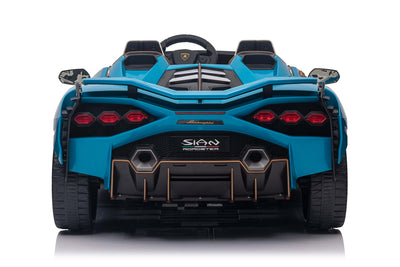 Blue Lamborghini Sian for Two Riders