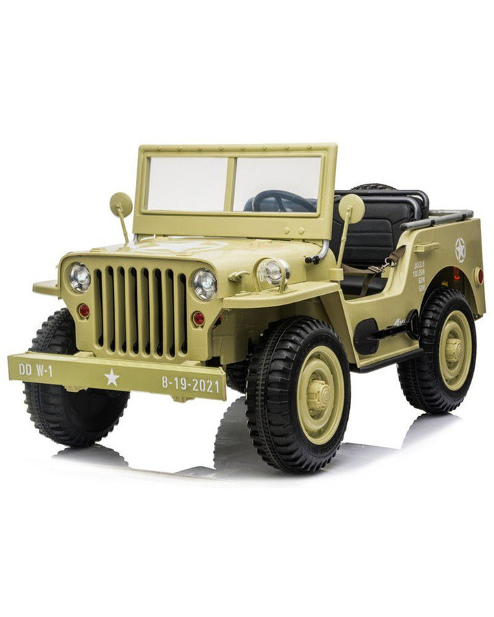 Khaki Jeep Ride on 3 seater
