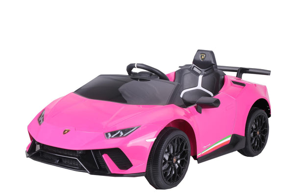 Kids Lamborghini Huracan Ride-On Car – Pink, White & Blue