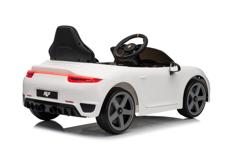 Kids 12v Porsche Ride-On: Red & White Electric Toy