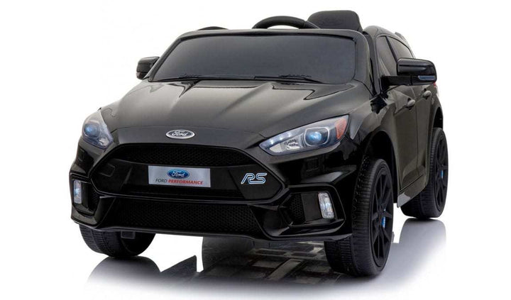Black 12v Ford Focus RS kids ride on car with opening doors