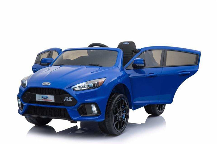 Blue 12v Ford Focus RS kids ride on car with opening doors