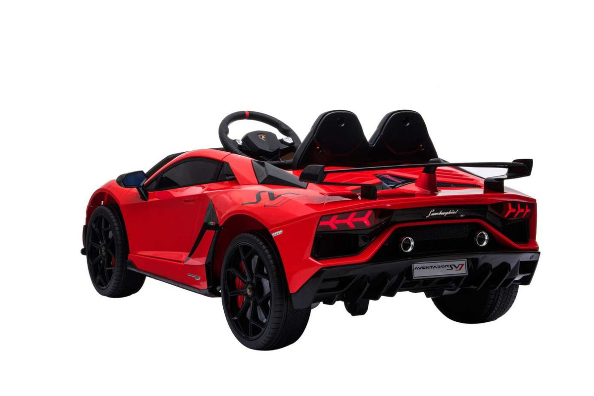 12v Ride On Electric Red Lamborghini Aventador SVJ Car with Parental Remote Control +Leather Seat & Rubber Wheels-1501