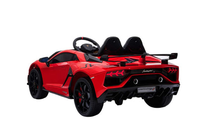 12v Ride On Electric Red Lamborghini Aventador SVJ Car with Parental Remote Control +Leather Seat & Rubber Wheels-1501