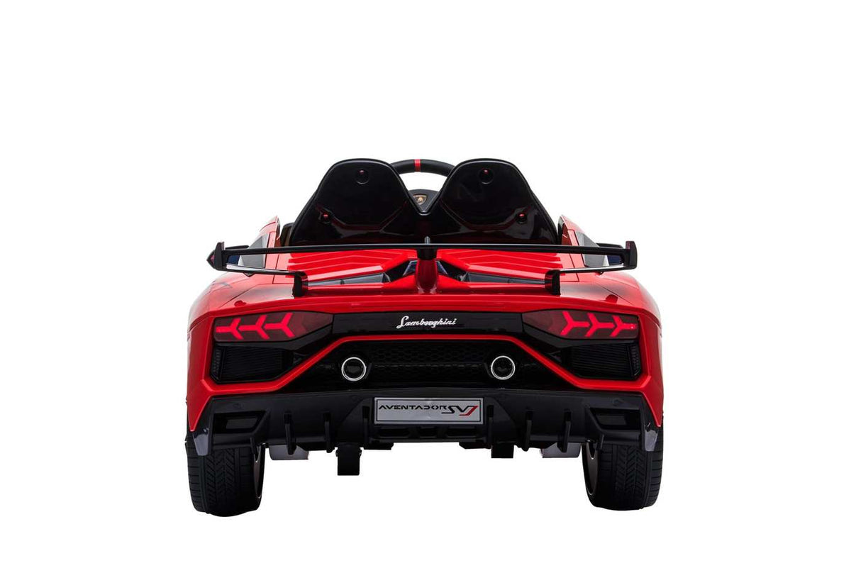 12v Ride On Electric Red Lamborghini Aventador SVJ Car with Parental Remote Control +Leather Seat & Rubber Wheels-1500
