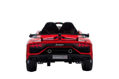 12v Ride On Electric Red Lamborghini Aventador SVJ Car with Parental Remote Control +Leather Seat & Rubber Wheels-1500