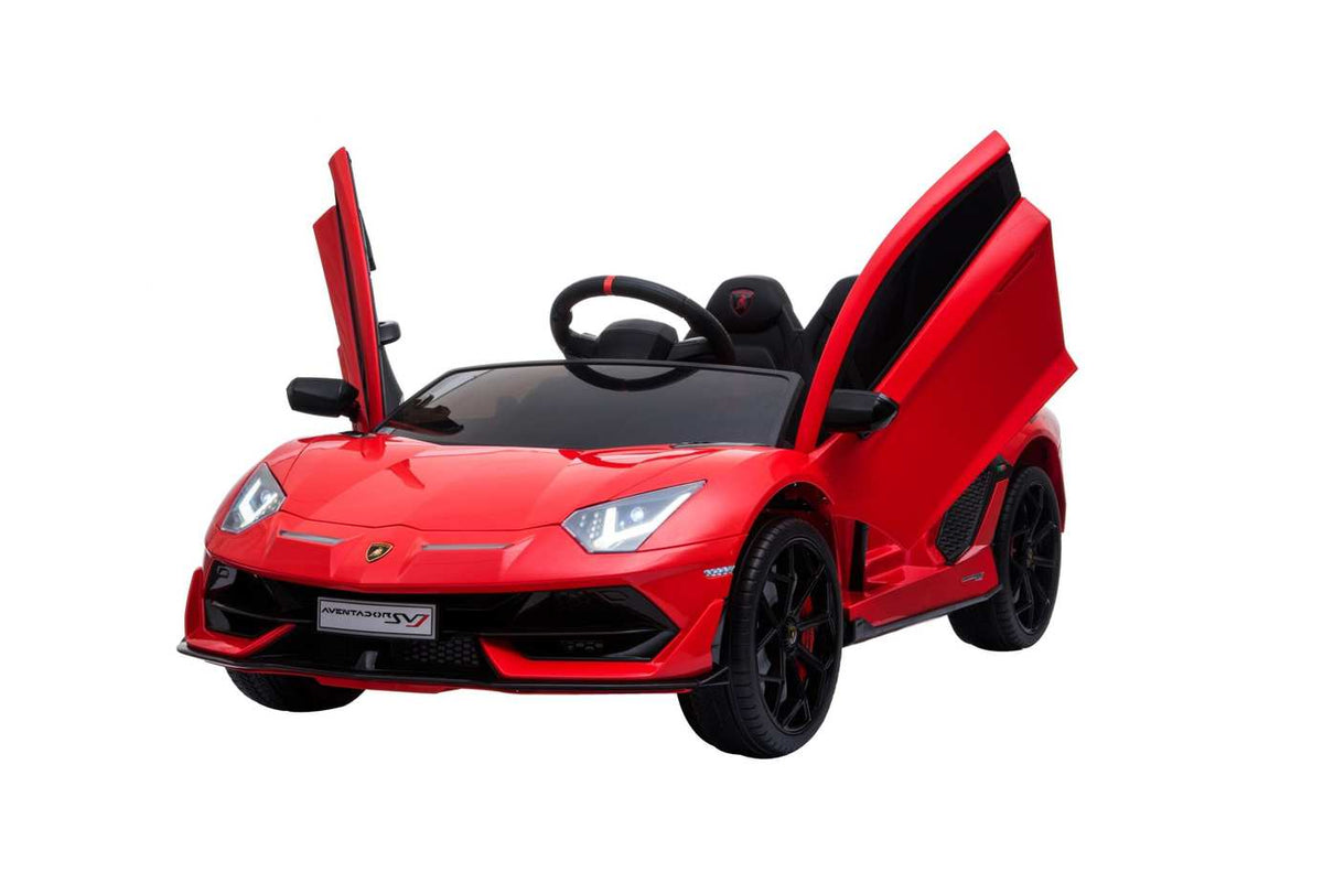 12v Ride On Electric Red Lamborghini Aventador SVJ Car with Parental Remote Control +Leather Seat & Rubber Wheels-1503