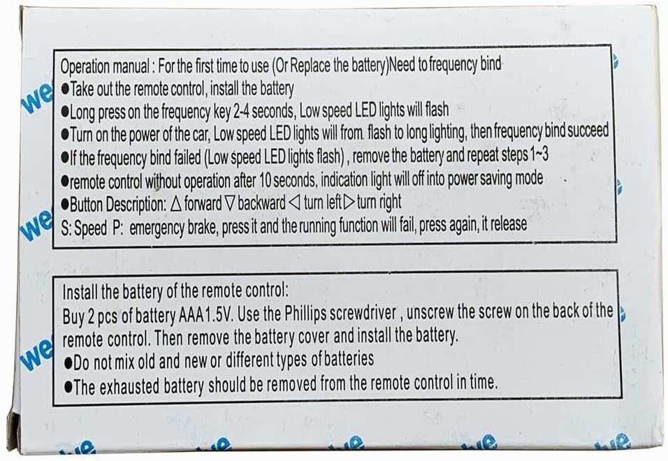 remote instructions to pair ride on car