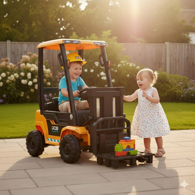 JCB Forklift 12V Electric Ride On Tractor Yellow