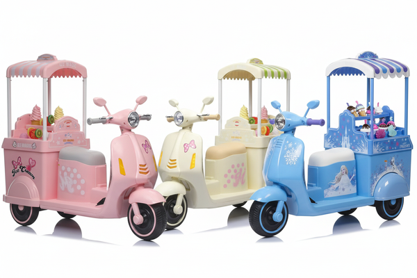 Kids Electric Ice Cream Kart - Pink, Cream & Blue Frozen Hero