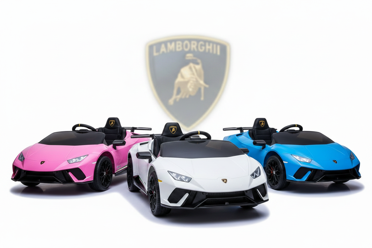 Kids Lamborghini Huracan Ride-On Car – Pink, White & Blue