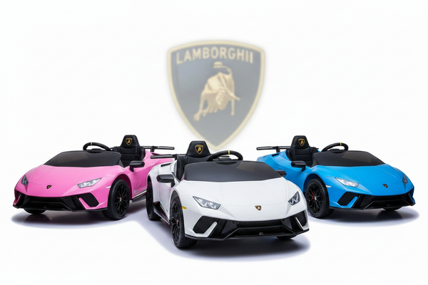 Kids Lamborghini Huracan Ride-On Car – Pink, White & Blue