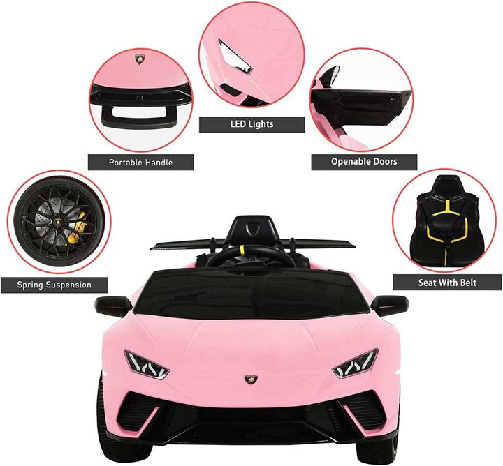 Pink Electric ride on lamborghini huracan car