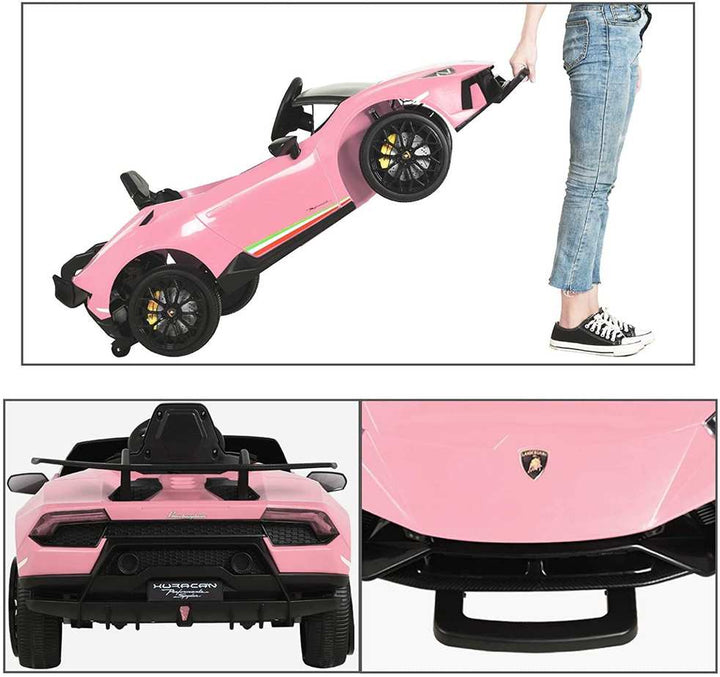 Toddlers ride on pink car lamborghini