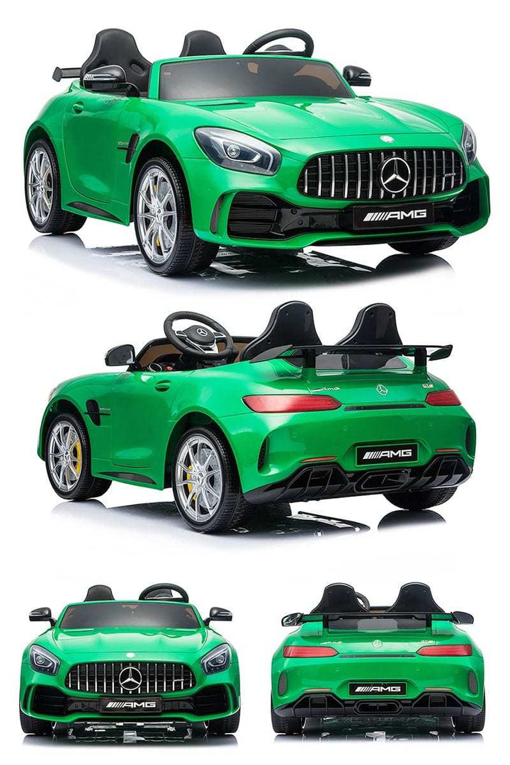 2 Seater - Green Mercedes GT R AMG 24v Electric Ride On Car 4WD with MP4 Player HL289-0