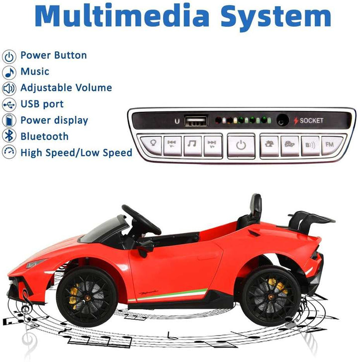 Toddlers ride on Redc car Lamborghini