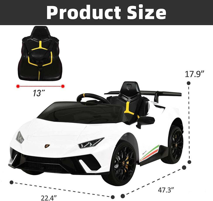 Toddlers ride on electric Lamborghini Huracan