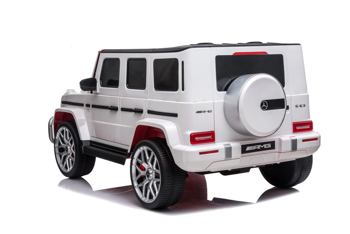 white 2 seat amg ride on electric car
