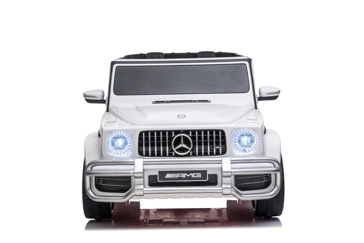 white 2 seater electric car with 2 seats amg