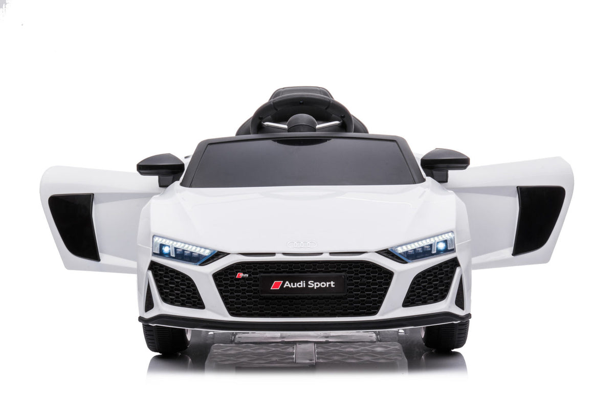 kids white 12v ride on car