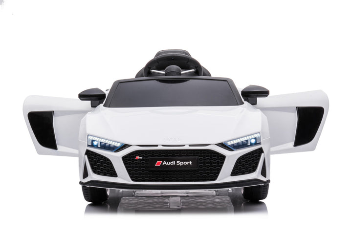 kids white 12v ride on car
