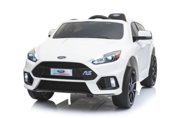 White 12v Ford Focus RS kids ride on car