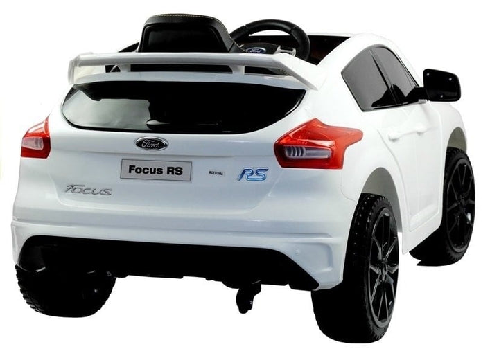 White 12v Ford Focus RS kids ride on car with parental remote