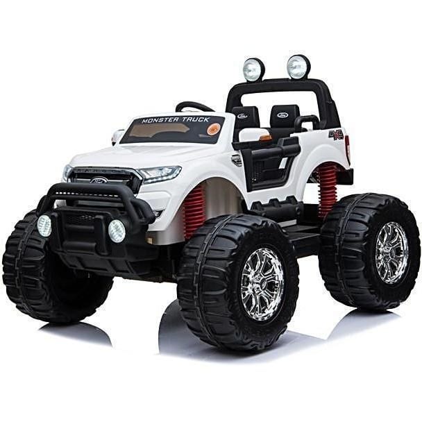 Ford Ranger Monster Truck Ride on 2 seater 24v in White with MP4 TV Leather Seat and Rubber Wheels-0