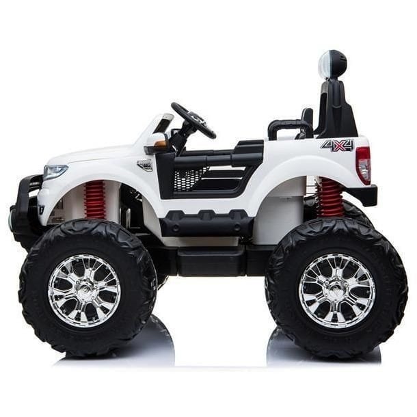 Ford Ranger Monster Truck Ride on 2 seater 24v in White with MP4 TV Leather Seat and Rubber Wheels-1539