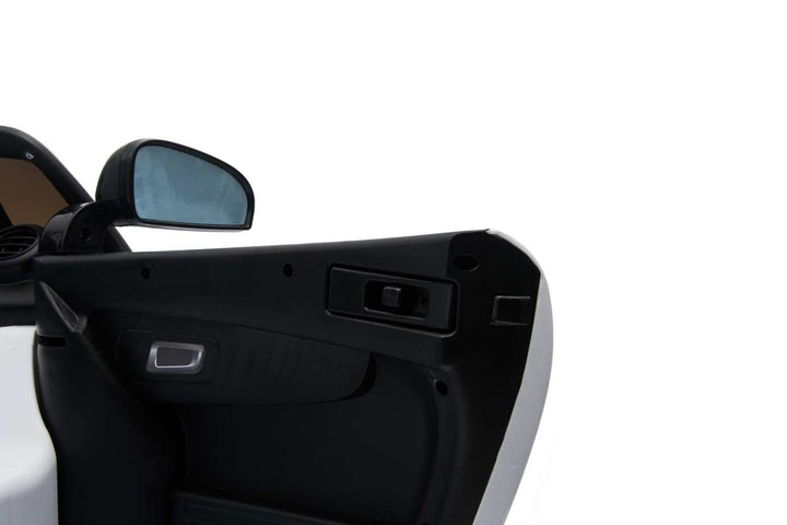 12v 2 Seater Mercedes GT R AMG Electric RIde on Car in white with opening doors