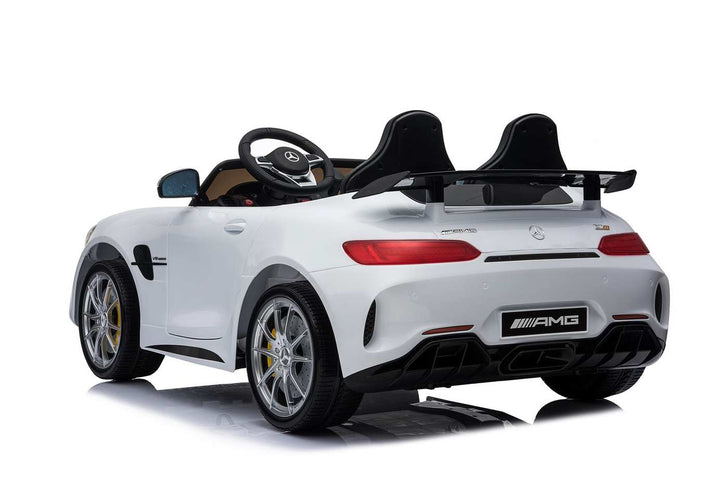 12v 2 Seater Mercedes GT R AMG Electric RIde on Car in white with 2 seats