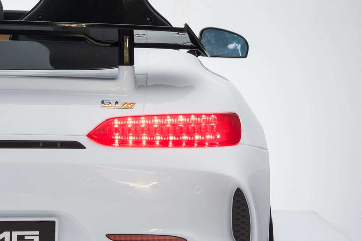 12v 2 Seater Mercedes GT R AMG Electric RIde on Car in white with led lights