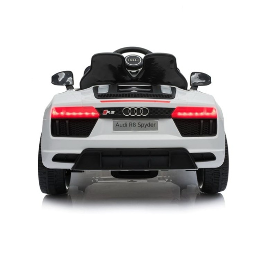 12v White audi r8 spyder ride on car with rear led lights